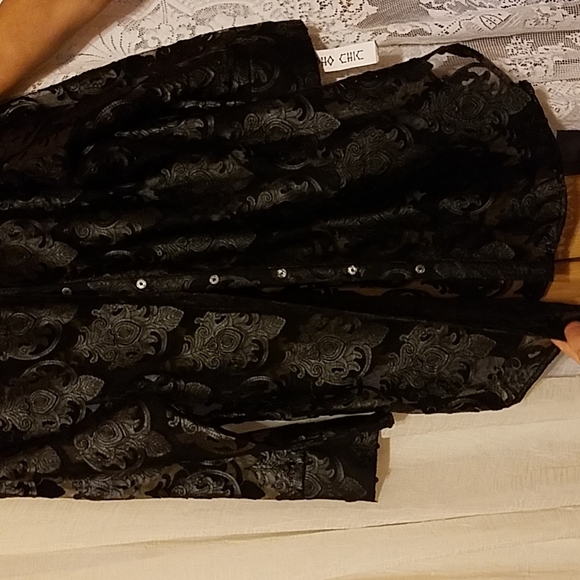 😍🍁👀NWT Boho Chic See Through Button Up Blouse - Picture 5 of 12